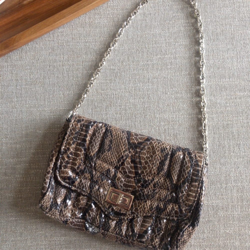 Faux Snakeskin Shoulder Bag